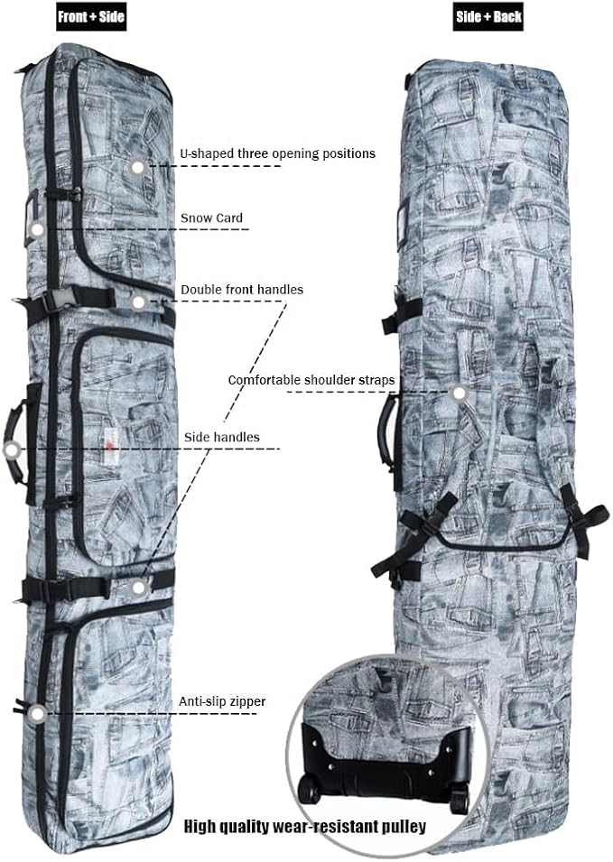 UNISTRENGH Snowboard Bag For Air Travel - Padded Snowboard Bag - Waterproof Fully Padded Snowboarding Travel Bag For Flying - Up to 165 CM Snowboards-StrideForce Fitness