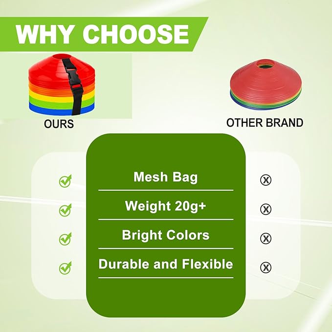 Ashsajkd(Set of 25/50/100 - Agility Soccer Cones with Carry Bag and for ， Football Cones for TrainingFootball, Basketball, Coaching, Agility Cones for Indoor and Outdoor Games-StrideForce Fitness