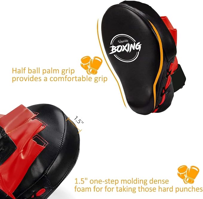 Valleycomfy Boxing Curved Focus Punching Mitts- Leatherette Training Hand Pads-StrideForce Fitness