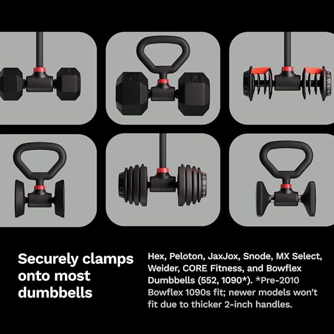 Jayflex Hyperbell Dumbbell Converter - Convert Dumbbells to Barbell Set and Kettlebell for Home Fitness - Adjustable & Up to 200 lb Capacity Weight Barbell for Weight Lifting-StrideForce Fitness