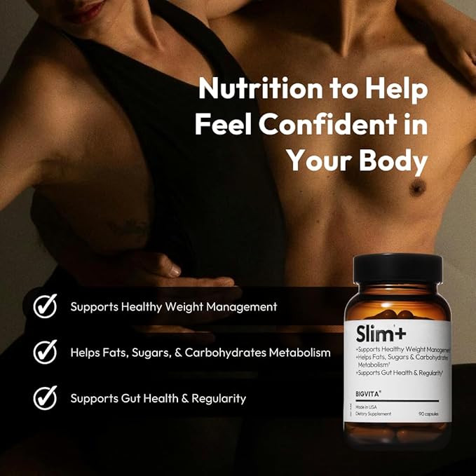 BigVita Slim+ | Supports Healthy Metabolism, Gut Health & Carb Blocking - Vegan, Hormone-Free, 90 Capsules-StrideForce Fitness