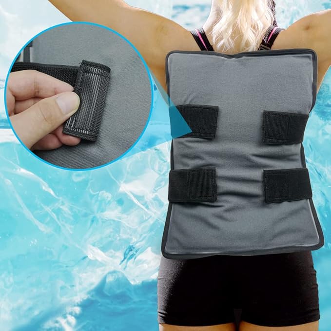 Extra Large Ice Pack for Injuries Reusable, Full Back Ice Pack Large Gel Ice Wrap w/2 Straps Cold Compress for Back Pain Relief from Swelling, Bruises, Sprains, Reusable Cold Pack 23.2" x 14.5"-StrideForce Fitness