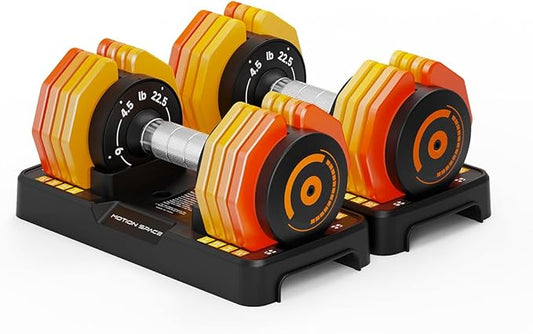 Adjustable Dumbbells Set 12.5LB/22.5LB Pair, 1-Sec Fast Adjustable 5 Weights by Turning Handle, Premium Comfort Non-slip Metal Dumbbells with Tray, Compact Size for Full Body Home Workout-StrideForce Fitness