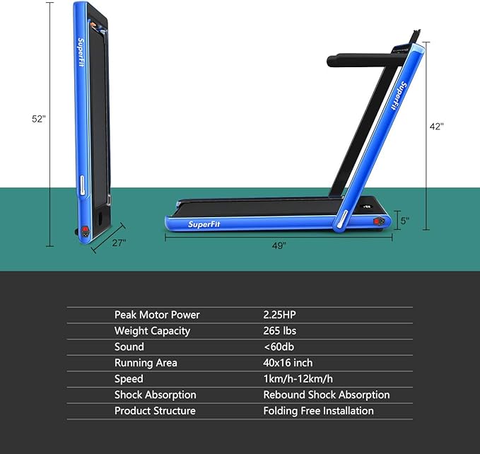 GYMAX Walking Pad, 2.25HP Dual Display Foldable Treadmill for Home with Remote/Smart App Control, Portable Compact Treadmill for Office Under Desk, Folding Running Machine for Small Spaces-StrideForce Fitness