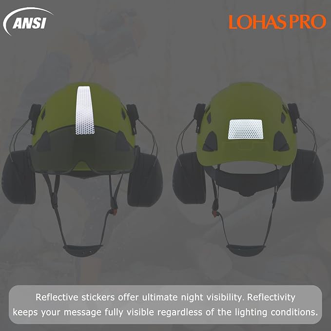 LOHASPRO Arborist Forestry Helmet Safety Hard Hat with Visor and Ear Muffs for Tree Service Logging Cutting Wood Chainsaw Helmet Garden Work Trimming Mowing(P91 Lime+Smoked Visor+Earmuff)-StrideForce Fitness