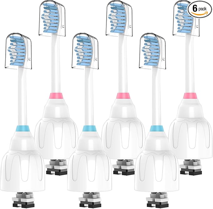 Replacement Toothbrush Heads for Philips Sonicare E-Series Essence Xtreme Elite Advance and CleanCare Screw-On Toothbrush Handles,6 Pack Soft Dupont Bristles Electric Toothbrush Replacement Heads