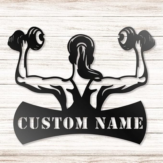 Personalized Custom Name Metal Gym Sign - Workout Room Home Decor - Family Gym Wall Art - Gifts for Mom Sister Women-StrideForce Fitness