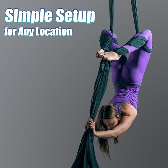 Aerial Silks Kit & Aerial Yoga Hammock - 11Yd Premium Fabric Hardware - Easy Setup for Flying Yoga, Aerial Swing & Fitness - Supports Up to 14ft Rigging-StrideForce Fitness