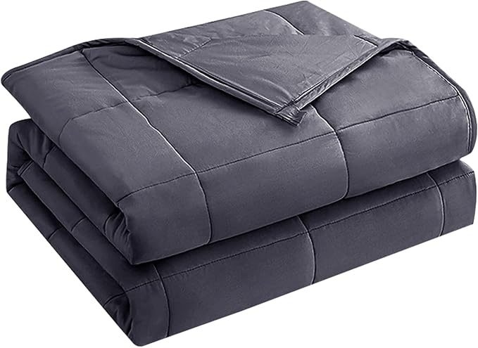 yescool Weighted Blanket for Adults (15 lbs, 48" x 72", Grey) Cooling Heavy Blanket for Sleeping Perfect for 140-160 lbs, Twin Size Breathable Blanket with Premium Glass Bead, Machine Washable-StrideForce Fitness