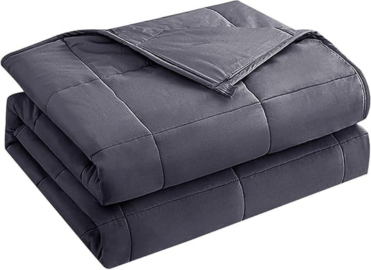 yescool Weighted Blanket for Adults (15 lbs, 48" x 72", Grey) Cooling Heavy Blanket for Sleeping Perfect for 140-160 lbs, Twin Size Breathable Blanket with Premium Glass Bead, Machine Washable-StrideForce Fitness