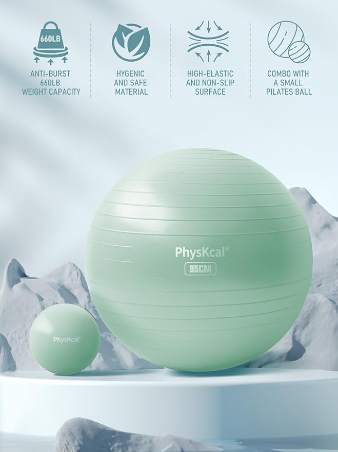 Yoga Ball for Exercise, Pilates Set, 4 Sizes Fitness Ball for Workout, Birthing, Pregnancy, Physical Therapy- Pump Included-StrideForce Fitness