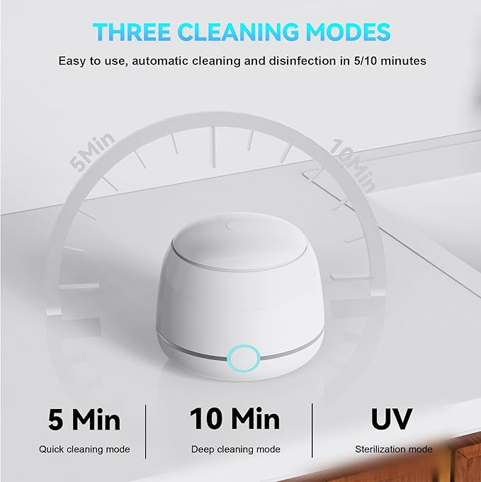 Ultrasonic Retainer Cleaner Machine Pro, Quickly Completes Denture Brushing and Bathing, Deep Cleaning, and Effectively Prevents Aligner Discoloration - White