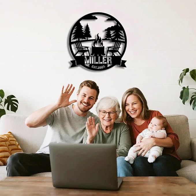 Personalized Campfire Metal Name Sign | Custom Camping Metal Signs | Family Wall Art & Split Letter Name | Wedding Gift & Anniversary | Indoor Decor Gift for Women, Men, Wife, Parents, Couple-StrideForce Fitness