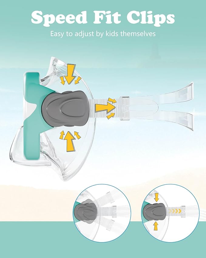 Aegend Kids Swim Mask Goggles, Tempered Glass 180° HD Wide View with Nose Cover-StrideForce Fitness