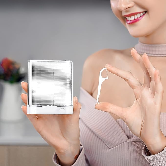 Holy Rose Dental Floss Picks Dispenser,Adults for Clean Teeth Floss Sticks Toothpick,Automatic Pop-Up Organiser Case with Flossers 88 Count,Flosser Holder Container is Perfect Tool for Tooth Care.