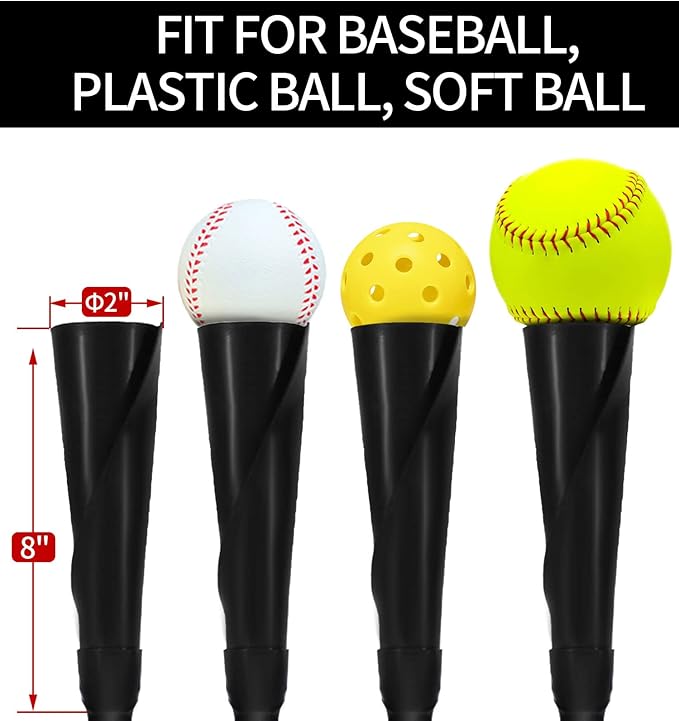FDLS Baseball Batting tee for Adults and Youth Teens, Portable Tripod Stand Base Tee Easy Adjustable Height 27 to 46 inches for Hitting Training Practice, with Carrying Bag-StrideForce Fitness