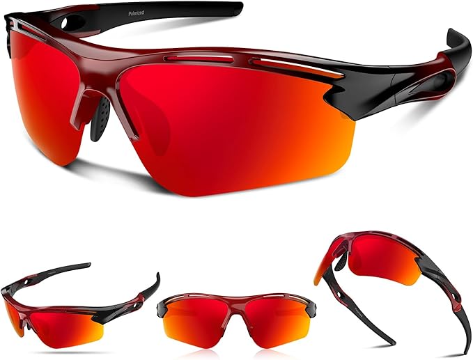 Polarized Sports Sunglasses for Men Women,UV400 Protection Sunglass for Running Cycling Fishing Hiking TR90-StrideForce Fitness