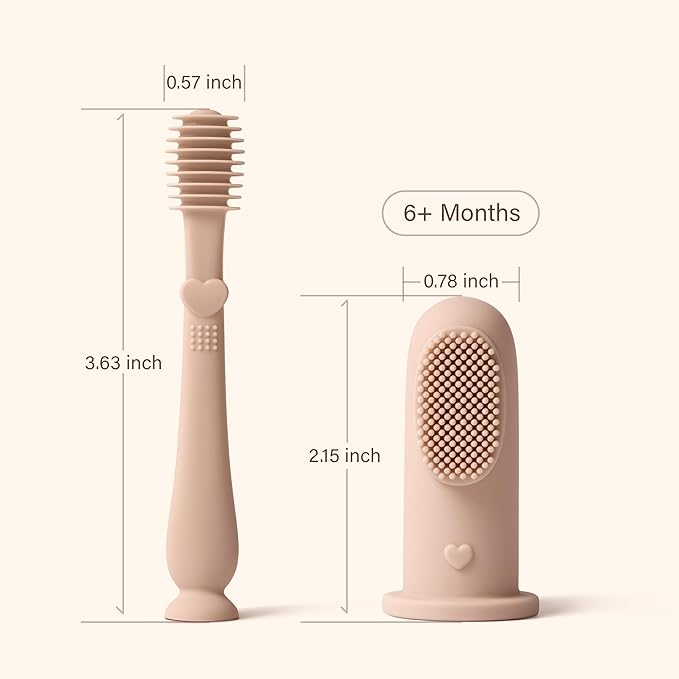 Moonkie Baby Finger Toothbrush Tongue Oral Cleaner Kit for 3 Months +, 2 Pcs (Blush)