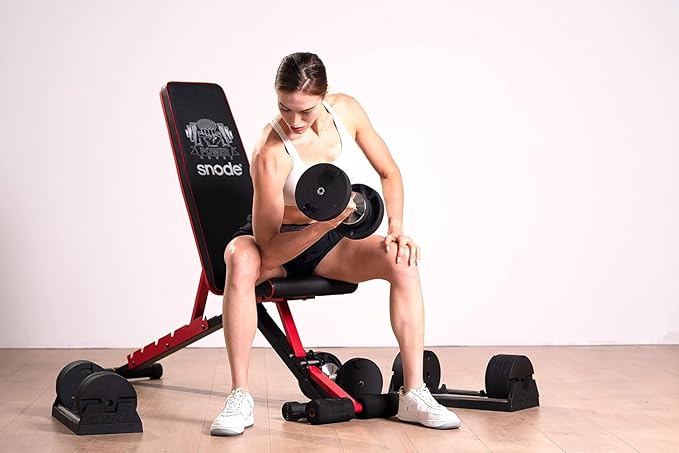 SNODE AD80 Drop Proof 80 lbs Adjustable Dumbbell Set -Adjustable Weights with Cast Iron Plates and Cradle, Knurled Handle, Fast Adjust, Compact Home Gym Equipment for Bench & Press-StrideForce Fitness