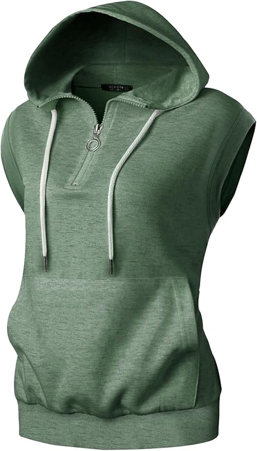 GIVON Women's Lightweight Hooded Vest Sleeveless 1/4 Zip Pullover Casual Hoodie Sweatshirt with Pockets