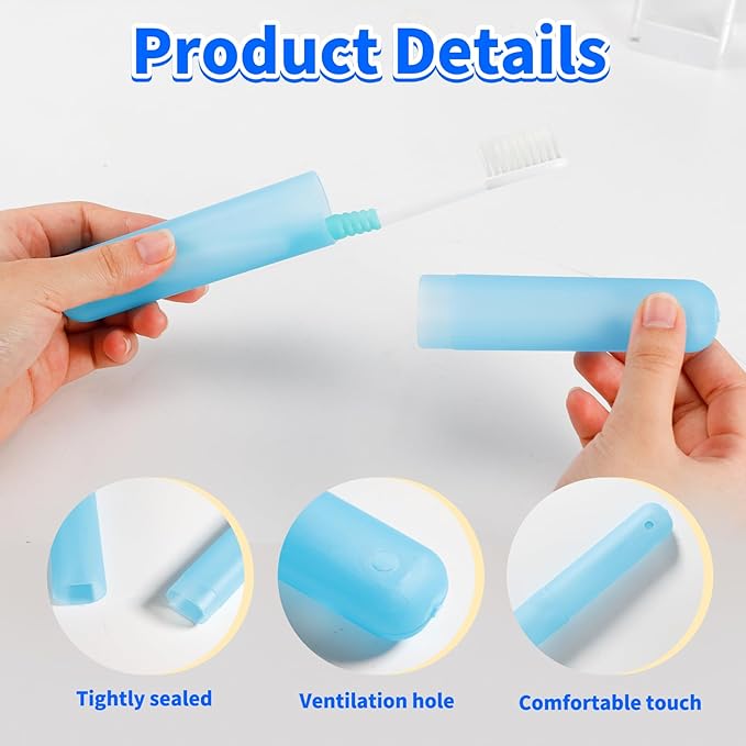 24 PCS Toothbrush Case Set,Travel Toothbrush Case,Plastic Portable Toothbrush Holder,Dust-proof Toothbrush Box Storage,Toothbrushes Carrier for Traveling,Bathroom,School,Home, Camping,6 Colors