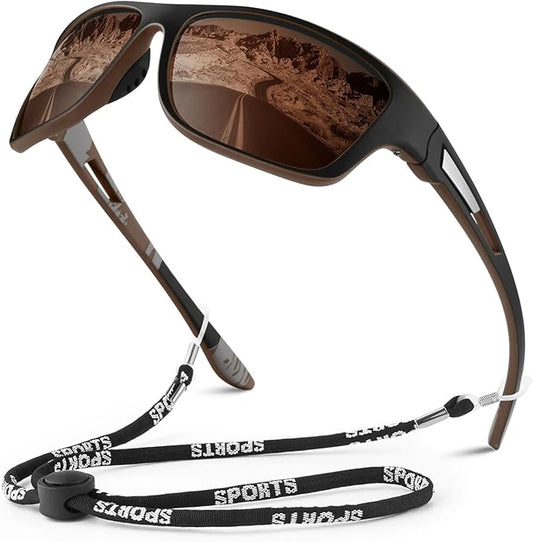 Polarized Sports Sunglasses for Men Women,Fishing Driving Rectangular Goggles UV400 Protection-StrideForce Fitness