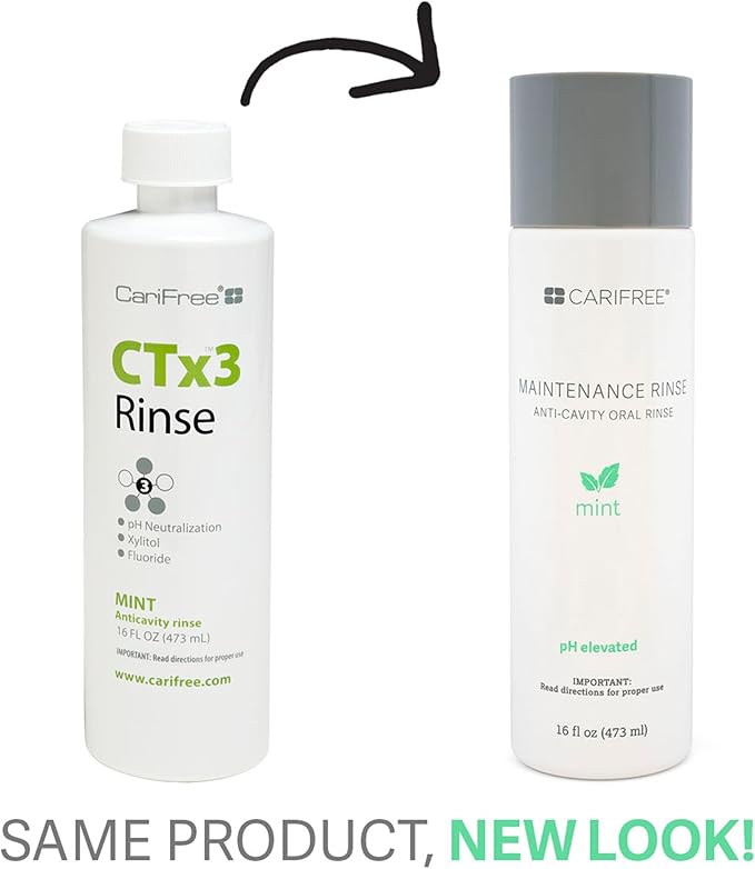 CariFree Maintenance Rinse, Mint Flavored, Anti-Cavity Fluoride Mouthwash, Dentist Recommended, Prevents Oral Decay, Freshens Breath, Alcohol-Free, Neutralizes pH (Previously CTx3)