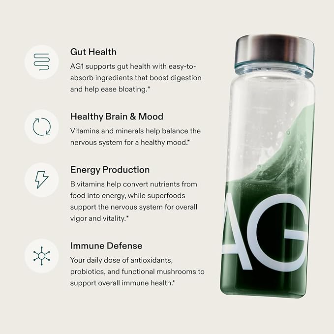 AG1 Athletic Greens Greens Powder Supplement, Improve Gut Health, Multivitamin, Probiotic, Gluten Free, Vegan and Keto Friendly, 75 Vitamins (Travel Packs, 15 Count) - Classic Formula-StrideForce Fitness