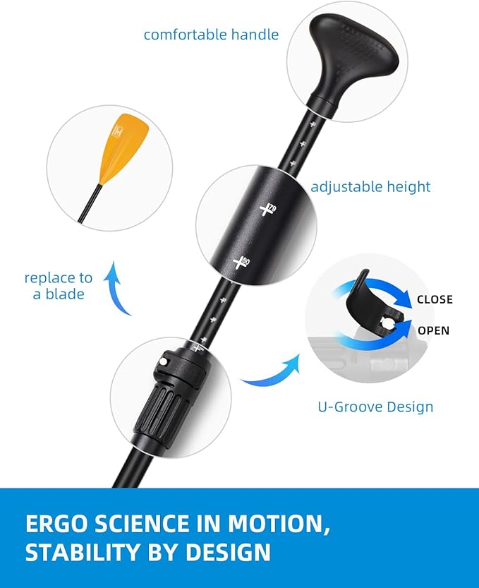 OCEANBROAD SUP Paddle - Adjustable Stand-Up Paddle for Paddleboard Kayak, Adjustable Aluminum Alloy Shaft with Reinforced Nylon Blades-StrideForce Fitness