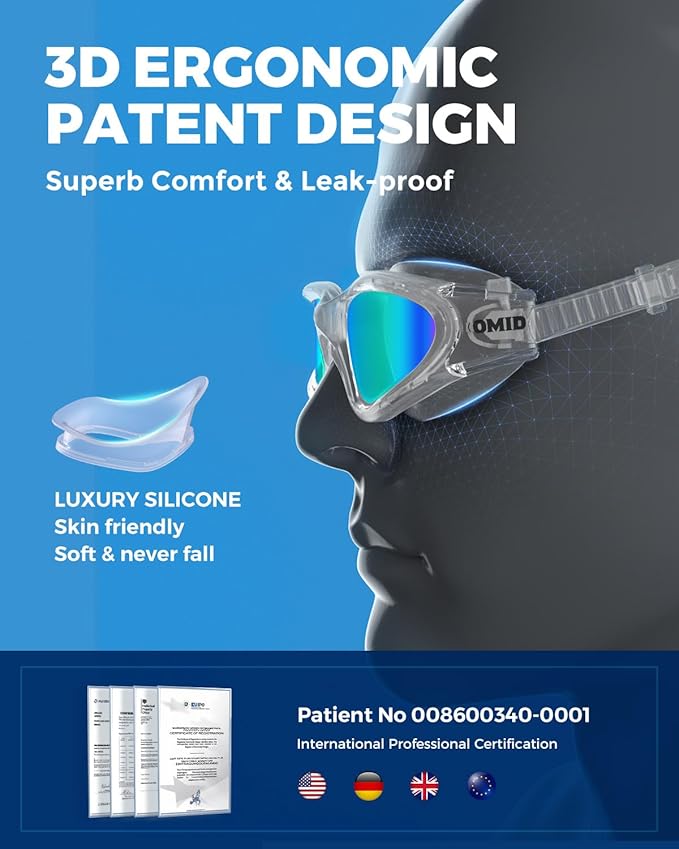 OMID Swim Goggles, P2 Polarized Swimming Goggles for Men Anti-fog Goggles Swimming for Adult Women-StrideForce Fitness