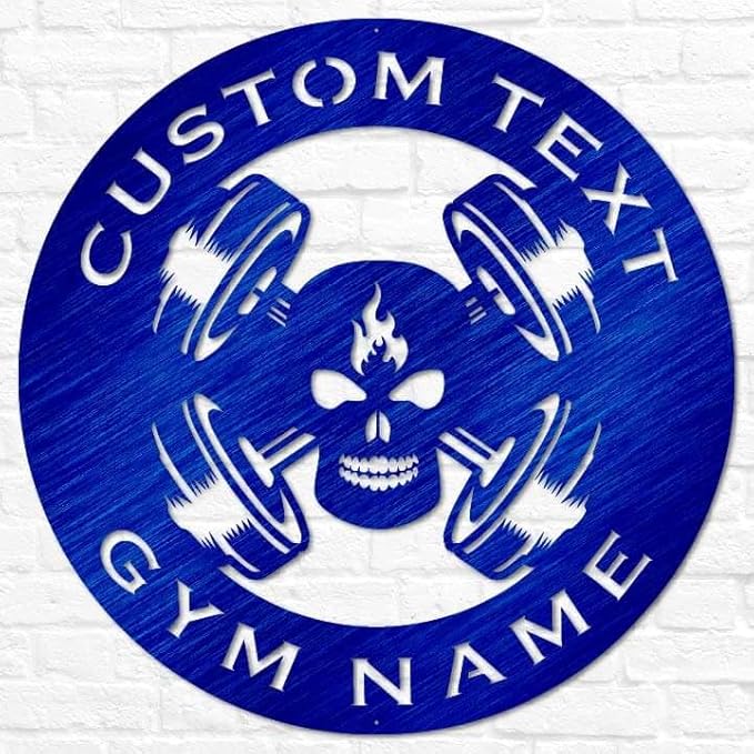 Custom Metal Skull Barbell Gym Name Sign, Dead Lift Den Workout Room Wall Art, Personalized Home Gym Sign, Custom Gym Decor, Workout Garage-StrideForce Fitness
