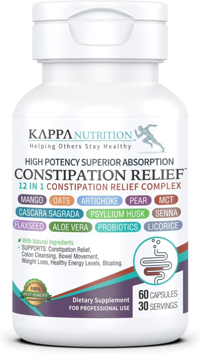 Constipation Relief & Advanced Gut Cleanse Detox for Women and Men – with Cascara Sagrada, Psyllium Husk, Senna Leaf & Probiotics – Non-GMO Colon Cleanse – 60 Capsules – Take 1–2 Daily-StrideForce Fitness