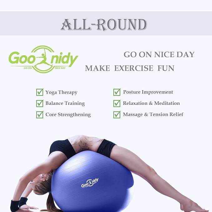 Soft Exercise ball, Anti-Burst Yoga Ball Chair Supports 2200lbs, Workout Equipment w/ Pump for Women Pregnancy, Medicine, Birthing, Physical Therapy, Stability, Excersing, Birth, Swiss, Fitness, Gym-StrideForce Fitness