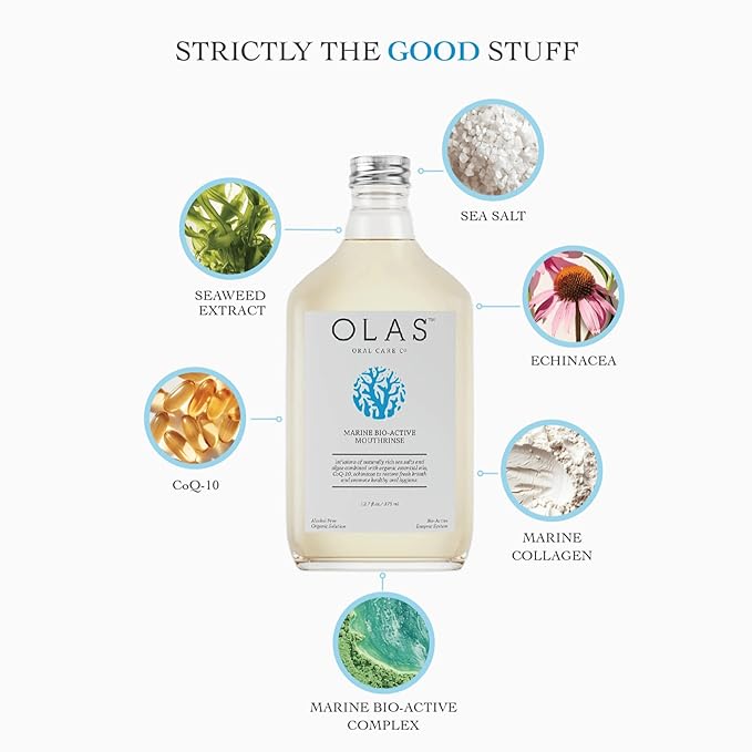 OLAS Mouthwash Set – Marine Bio-Active Toothpaste (3.5oz) + Alcohol-Free Mouthwash 3-Pack (1oz Each) – Fluoride-Free, SLS-Free, Dentist-Formulated for a Healthy Oral Microbiome