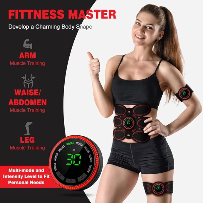 Abs Stimulator Muscle Toner, Ab Machine Trainer USB Rechargeable Gear for Abdomen/Arm/Leg, Fitness Strength Training Workout Equipment Men and Women DR6-E8-StrideForce Fitness