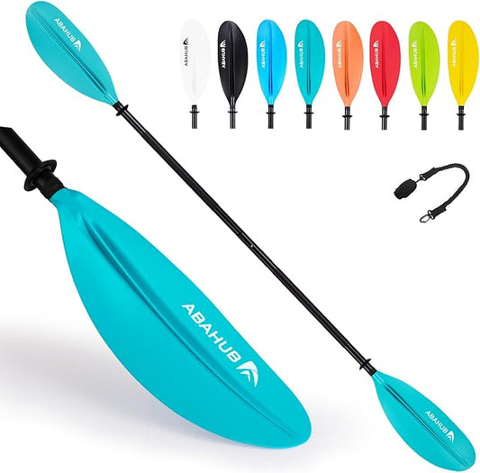 Abahub Kayak Paddle, 90.5 Inches Kayaking Oars for Boating, Canoeing with Free Paddle Leash, Aluminum Alloy Shaft Black/Blue/Green/Orange/Yellow Plastic Blades-StrideForce Fitness