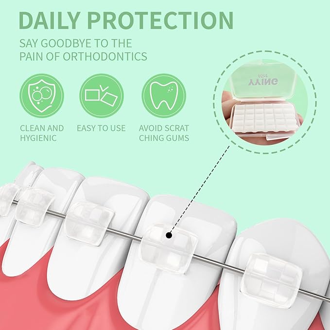 1+3 Pack Orthodontic Wax for Braces Aligners 120 Precut Wax Dots, Braces Wax, Hardcover Box Dental Wax with Mirror for Home Travel Office, Mint Flavored