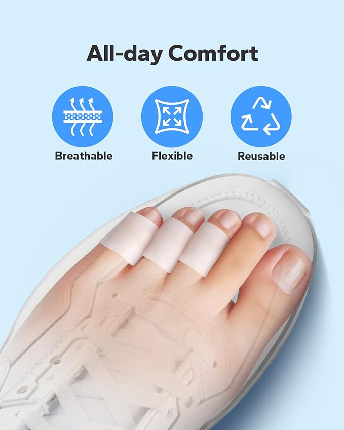 Silicone Toe Sleeves (24 Count), Pain Relief Pinky Toe Protector, Corn Protectors for Toes, Corn Pads for Pinky Toe, Gel Toe Protector for Bunion Blisters, Corns, Hammer Toes, Toenails Loss-StrideForce Fitness