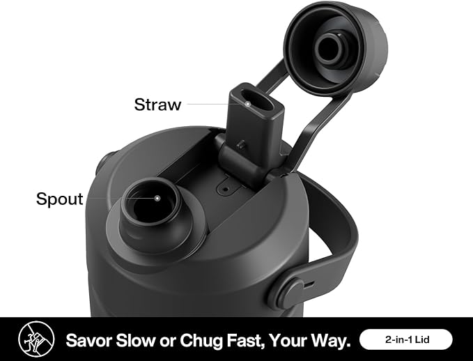 26 oz Insulated Water Bottle with 2-in-1 Straw and Spout Lid, Keep Cold 24H, Leak-Proof, Fits in Car Cup Holder, Stainless Steel Water Bottle for Sports, Travel, and School (Dark Knight)-StrideForce Fitness