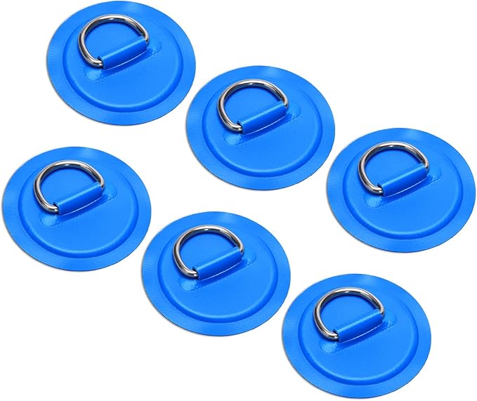 TOBWOLF 6 Pack Stainless Steel D-Ring Patch for Inflatable Boat Kayak Dinghy SUP, D-Ring PVC Patch Stand-Up Paddleboard Canoe Rafting Accessories, NO Glue Included-StrideForce Fitness