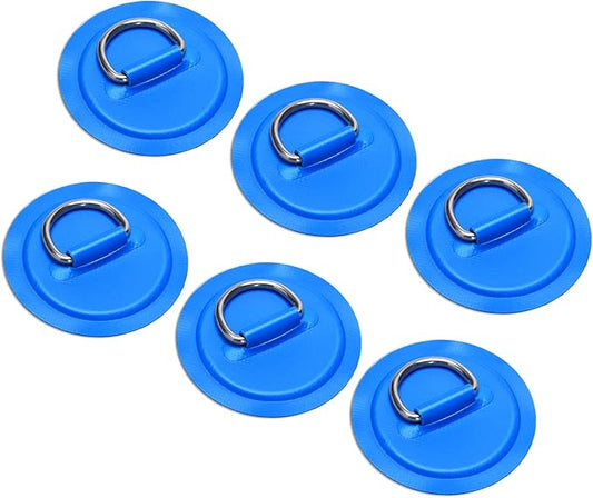 TOBWOLF 6 Pack Stainless Steel D-Ring Patch for Inflatable Boat Kayak Dinghy SUP, D-Ring PVC Patch Stand-Up Paddleboard Canoe Rafting Accessories, NO Glue Included-StrideForce Fitness