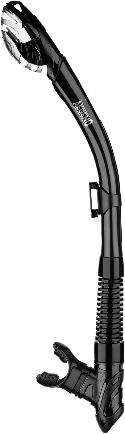 Aegend Dry Snorkel, Dive Mask Easy-Breath Free Diving Snorkel for Snorkeling Scuba Diving Freediving Swimming, with Top Dry Valve and Food-Grade Silicone Mouthpiece-StrideForce Fitness