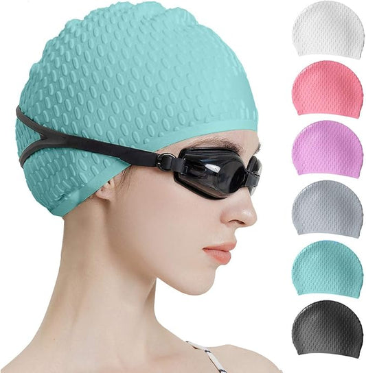 Tripsky Silicone Swim Cap,Comfortable Bathing Cap Ideal for Curly Short Medium Long Hair, Swimming Cap for Women and Men, Shower Caps Keep Hairstyle Unchanged…-StrideForce Fitness