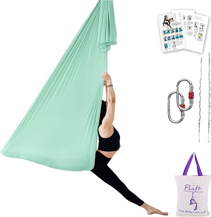 F.Life Aerial Silk Yoga Hammock & Swing for yoga Inversion,Strength training,starter hardware kit-StrideForce Fitness