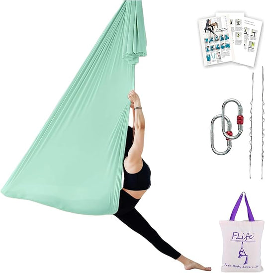 F.Life Aerial Silk Yoga Hammock & Swing for yoga Inversion,Strength training,starter hardware kit-StrideForce Fitness