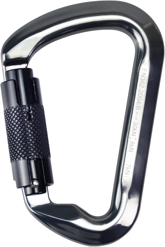 SEPEAK UIAA 30kN Climbing Carabiner Clips, Professional Heavy Duty Twist Locking Carabiners for Climbing,Mountaineering, Rappelling, Camping, Hiking, Swings, Large D Ring Hooks-StrideForce Fitness