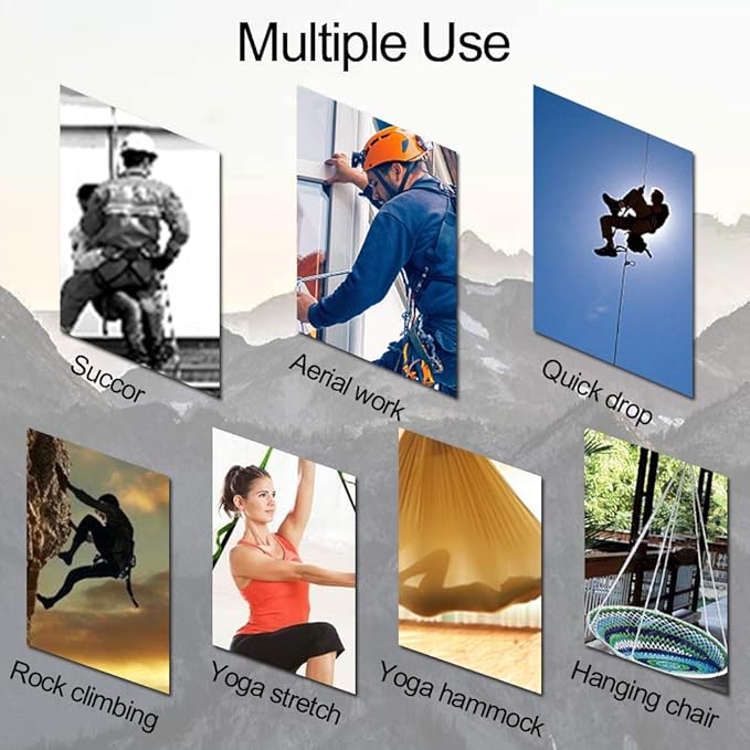 DASKING 23KN (5070 lbs) Heavy Duty Climbing Straps - 2 Pack Adjustable Daisy Chain Webbing for Aerial Yoga, Hammock, Fitness & Rigging - CE/EN566 Certified, Red/Grey-StrideForce Fitness