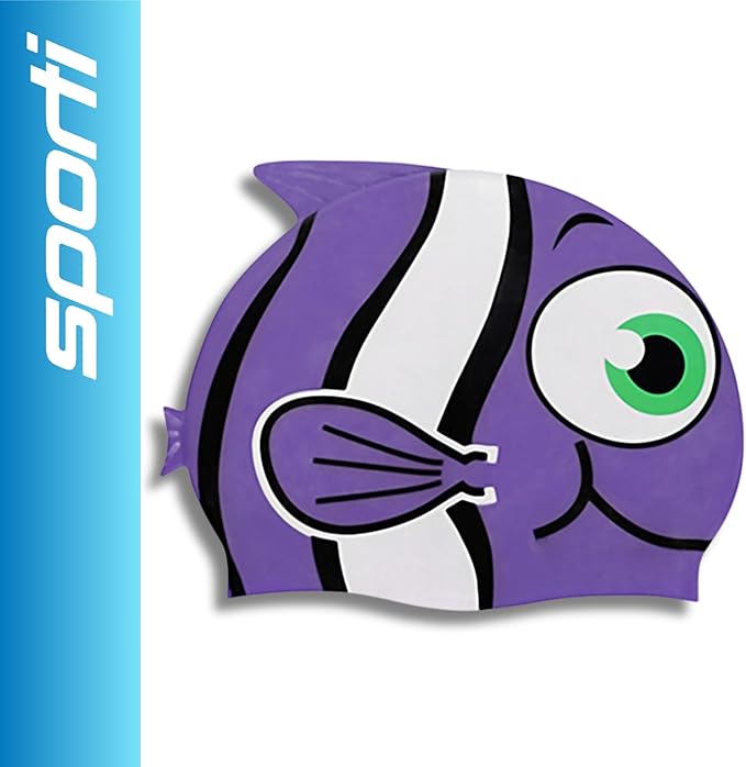 Sporti Silicone Swim Cap for Kids, Unisex Youth Swimming Cap, Protection Bathing Caps for Your Children, Aged 2-10-StrideForce Fitness