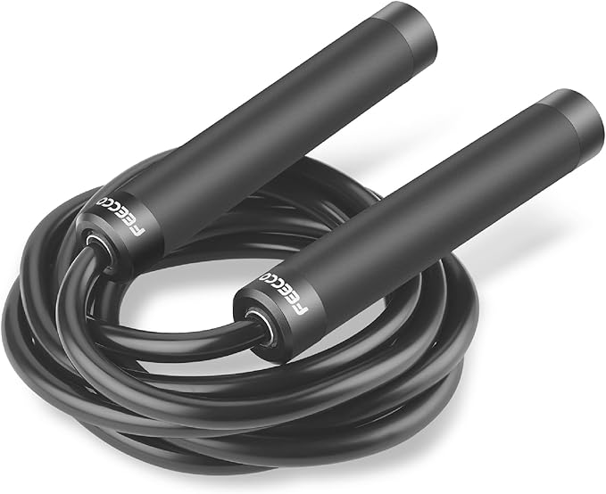 FEECCO Weighted Jump Rope - Heavy PVC Ropes with Metal Handles and Ball Bearings-StrideForce Fitness
