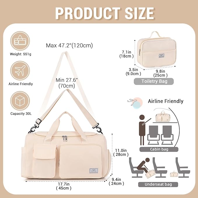 FIORETTO Women's Gym Duffle Bag with Shoes Compartment, 37L Capacity, Ideal for Travel, Gym, Sports, Duffel, Weekender-StrideForce Fitness